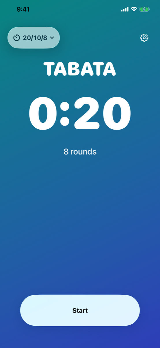 Tabata Ticker custom preset selector on iPhone