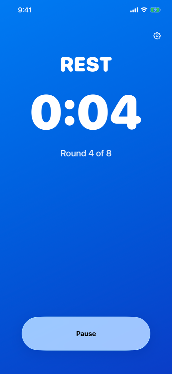 Tabata Ticker rest countdown on iPhone