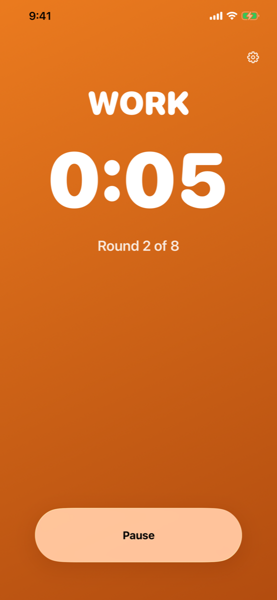 Tabata Ticker work countdown on iPhone